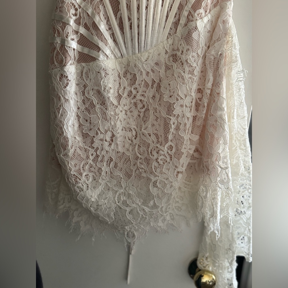 Elegant White Lace Mini Dress - Picture 12 of 14